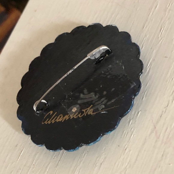 Vintage Russian Hand-Painted Flower Brooch - Picture 4 of 4